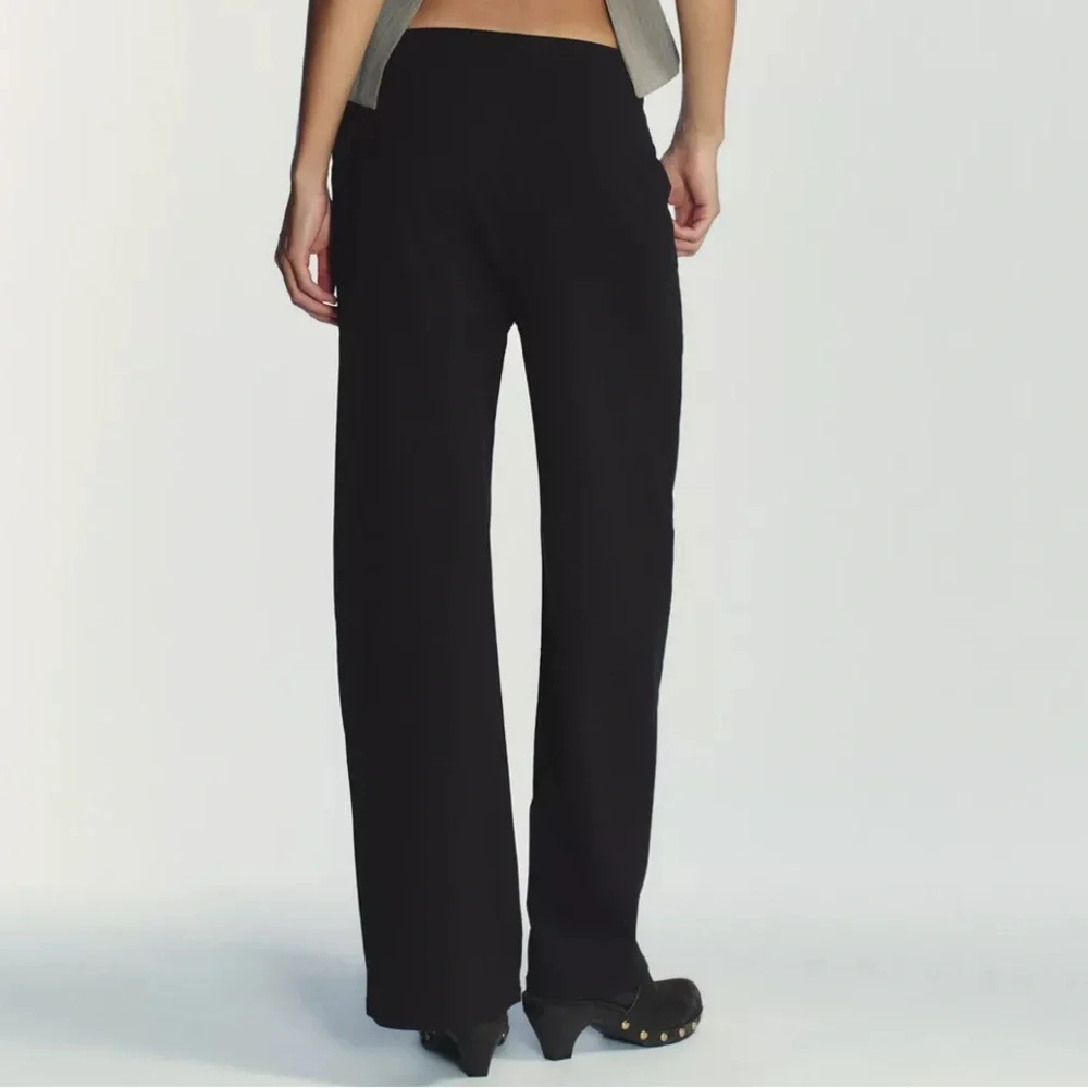 Zara NWT stretchy black wide leg drawstring pants
